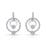 14k White Gold Double Ring Diamond Earrings