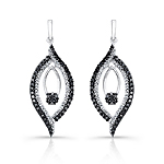 14k White and Black Gold Contrast Black and White Diamond Drop Earrings