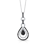 14k White and Black Gold Pendant with Black and White Diamonds