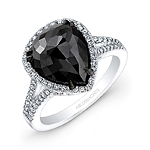 14k White and Black Gold Rose-cut Black Diamond Engagement Ring