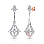 14k Rose Gold White Diamond Drop Earrings