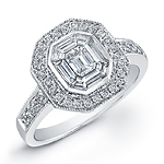 14k White Gold Classic Emerald Cut Diamond Ring