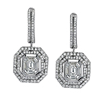14k White Gold Diamond Mosaic Center Earrings