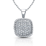 Sterling Silver Pave Pendant with Woven Trim
