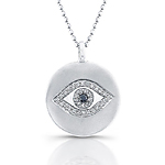 Sterling Silver Diamond Evil Eye Pendant