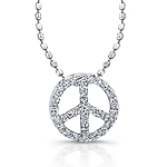 Sterling Silver Diamond Peace Pendant