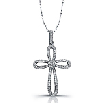 Black Sterling Silver Diamond Infinity Cross Pendant
