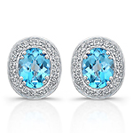 Sterling Silver Diamond Blue Topaz Earrings