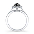 14k White Gold Rose Cut Black Diamond Center Engagement Ring Bridal Set
