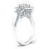 18k White Gold Square Halo Trapezoid Diamond Side Stone Engagement Ring