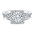 18k White Gold Square Halo Trapezoid Diamond Side Stone Engagement Ring