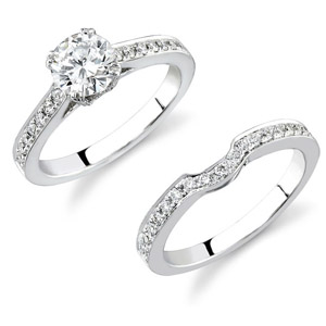 14k White Gold Elegant Pave Diamond Bridal Set