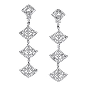 14k White Gold Dangle Diamond Earrings NK14141W