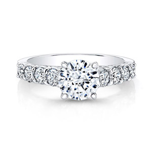 14k White Gold Prong and Bezel Set Round Diamond Engagement Ring
