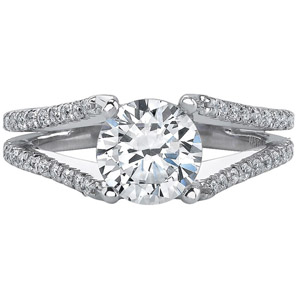 14k White Gold Split Shank Pave Diamond Semi Mount Engagement Ring