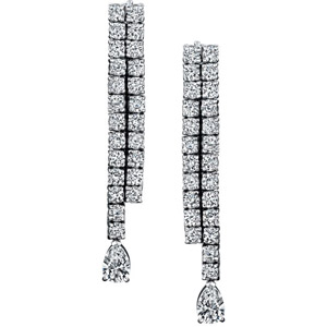 14k White Gold Round and Pear Shaped Diamond Earrings