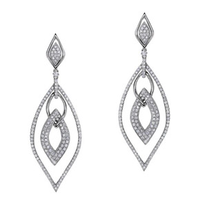18k White Gold Pave Prong Interlocked Diamond Earrings