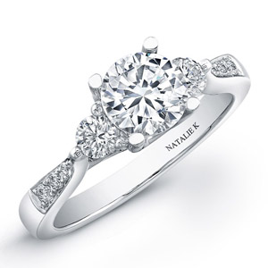 18k White Gold Three Stone Diamond Semi Engagement Ring