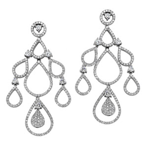 18k White Gold Pave Diamond Chandelier Drop Earrings