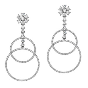 18k White Gold Cascading Hoop Diamond Earrings NK19130W