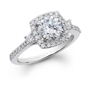 14k White Gold Pave Prong Diamond Engagement Ring