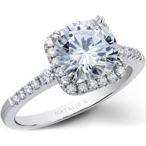 14k White Gold Halo Diamond Semi Mount Engagement Ring