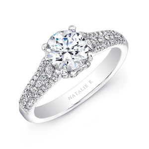 18k White Gold Prong and Channel Set White Diamond Engagement Ring