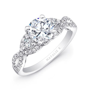 18k White Gold Split Shank White Diamond Engagement Ring