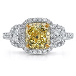 18k White and Yellow Gold Fancy Yellow Half Moon Diamond Ring