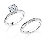 14k White Gold Classic Pave Channel Diamond Bridal Ring Set