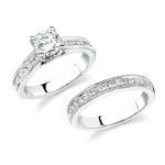 14k White Gold Channel Princess Cut Diamond Bridal Set