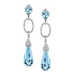 14k White Gold Elegant Blue Topaz Diamond Earrings