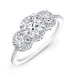 14k White Gold Three Stone Diamond Engagement Ring
