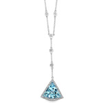 14k White Gold Blue Topaz Diamond Triangle Necklace