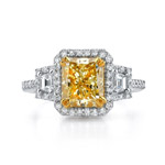 18k White and Yellow Gold Radiant Fancy Yellow Diamond Ring