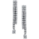 14k White Gold Round and Pear Shaped Diamond Earrings