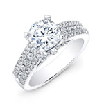 18k White Gold Prong and Channel Round Diamond Engagement Ring