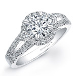 18k White Gold Diamond Pave Split Shank Engagement Ring