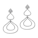18k White Gold Pave Diamond Drop Earrings