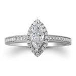 18k White Gold Marquise Halo Diamond Semi Mount Engagement Ring