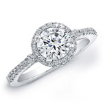 14k White Gold Halo Diamond Engagement Semi Mount Ring