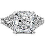 18k White Gold Split Shank Princess Baguette Diamond Engagement Semi Mount