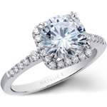 14k White Gold Halo Diamond Semi Mount Engagement Ring