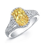 18k White and Yellow Gold Fancy Yellow Oval Diamond Engagement Ring