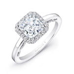 18k White Gold Square Halo Diamond Engagement Ring