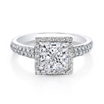 18k White Gold Square Diamond Princess Cut Engagement Ring