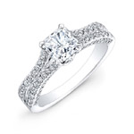 18k White Gold Split Shank Princess Cut Pave Diamond Engagement Ring