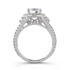 14k White Gold Three Stone Halo Diamond Engagement Ring