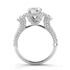 18k White Gold Elegant Three Stone Halo Diamond Engagement Ring