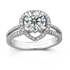 14k White Gold Micro Pave Halo Diamond Engagement Ring with Split Shank